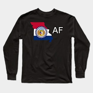 Missouri Flag State Outline AF (white) Long Sleeve T-Shirt